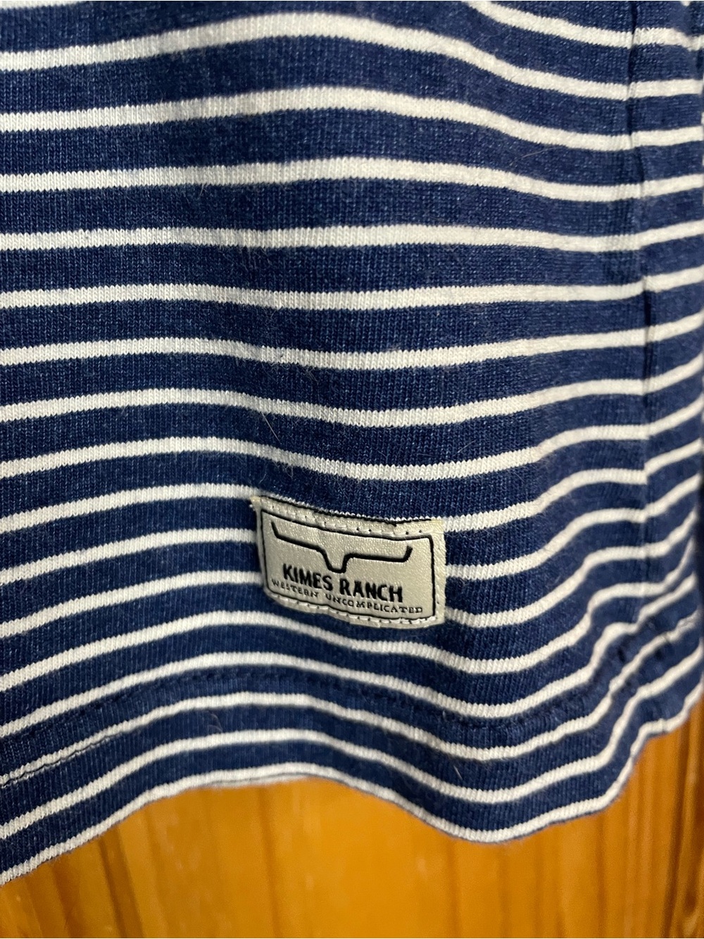 Kimes Ranch Navy and White Striped Lace-Up Long Sleeve Tee - Picture 3 of 4